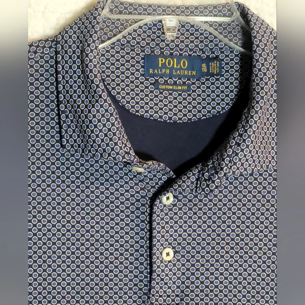 Ralph Lauren Men's Blue Geometric Polo Shirt Size XL